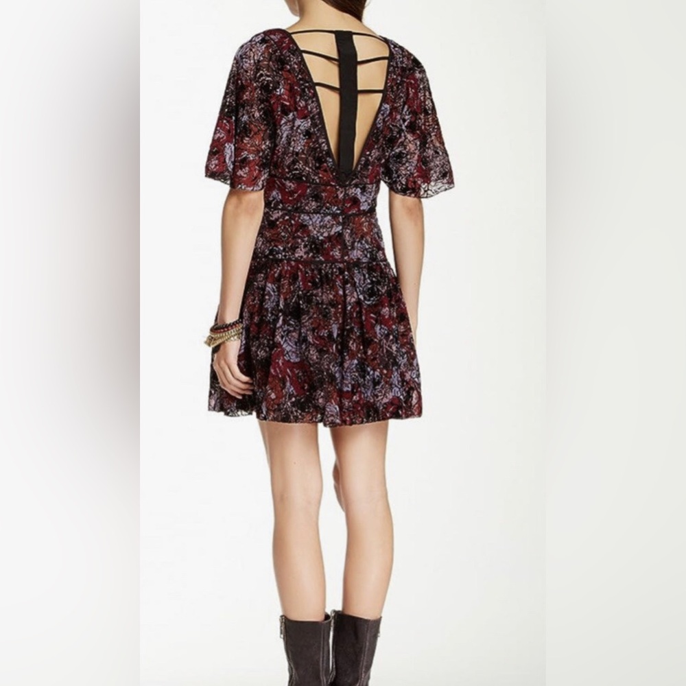 Free People Perfect Dream Black Berry Combo FitFlare Chiffon Dress